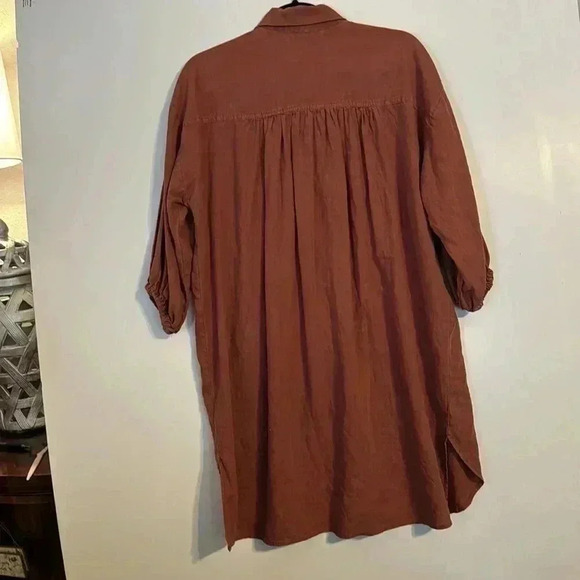 YFB tunic top rust color SZ XS button up front 2top pockets elastic in sleeves - Picture 3 of 4